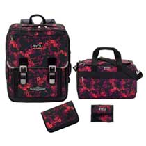 4You ANGEBOT Schulrucksack-Set 4tlg Neon Squares