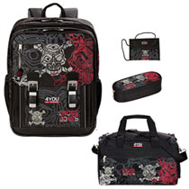 4You Schulrucksack Classic Plus Set 4-teilig Crossbones