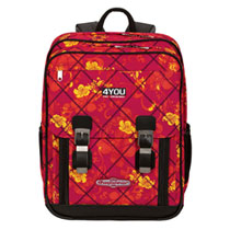 4You Schulrucksack Classic Plus Vario Flower Check Red