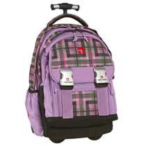 Take it Easy Motiv Rucksack Trolley Plaid Lila