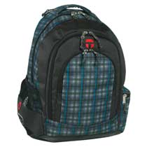 Take it Easy Motiv Schulrucksack Berlin I Blau Grau Schotten