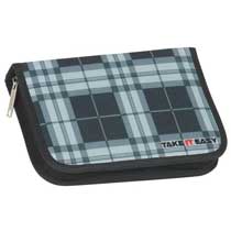 Take it Easy Motiv Schüleretui Plaid Grau